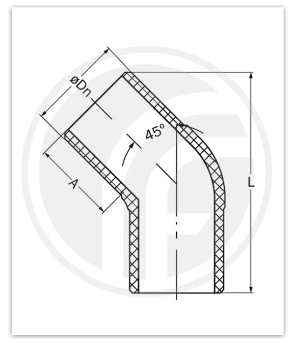 Esquema de Codo de 45º termofusión FIMACA